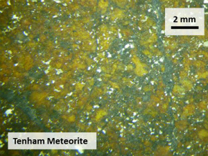 Tenham meteorite. Wadsleyite, ringwoodite, majorite, akimotoite, bridgmanite were found in this meteorite.